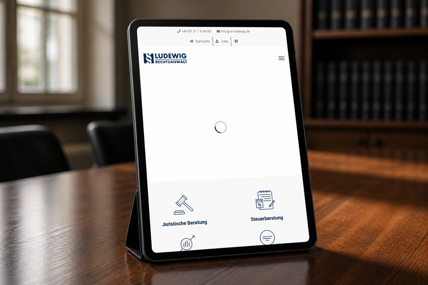 Die Website von Rechtsanwalt Thomas Ludewig auf einem Tablet