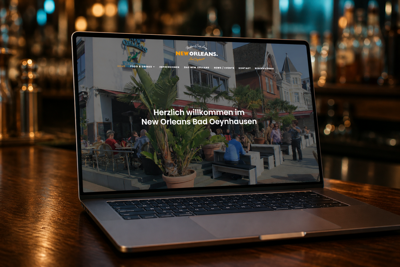 Die Website des New Orleans Bad Oeynhausen auf einem Notebook