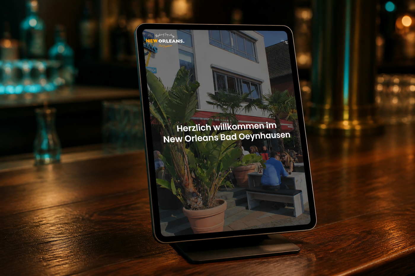 Die Website des New Orleans Bad Oeynhausen auf einem Tablet