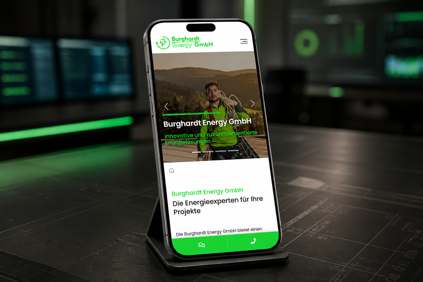 Die Website von Burghardt Energy auf einem Smartphone